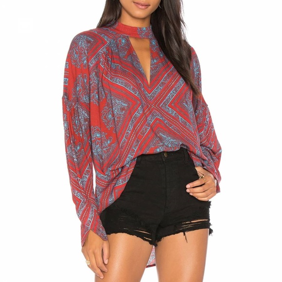 Free People Walking on a Dream Tunic-RED-X-Small - Picture 2 of 7